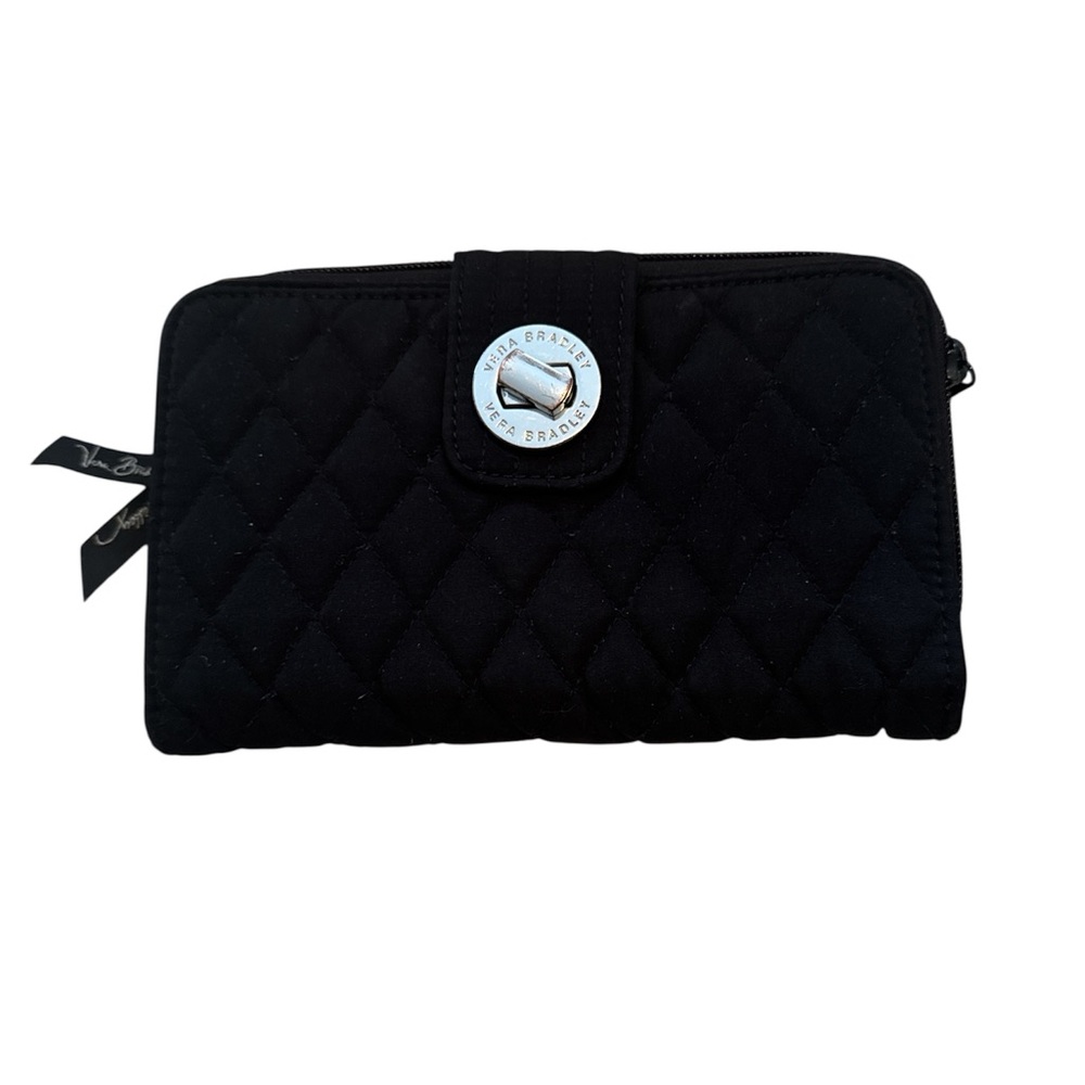 Vera Bradley Black Quilted Wallet with Silver Accents
